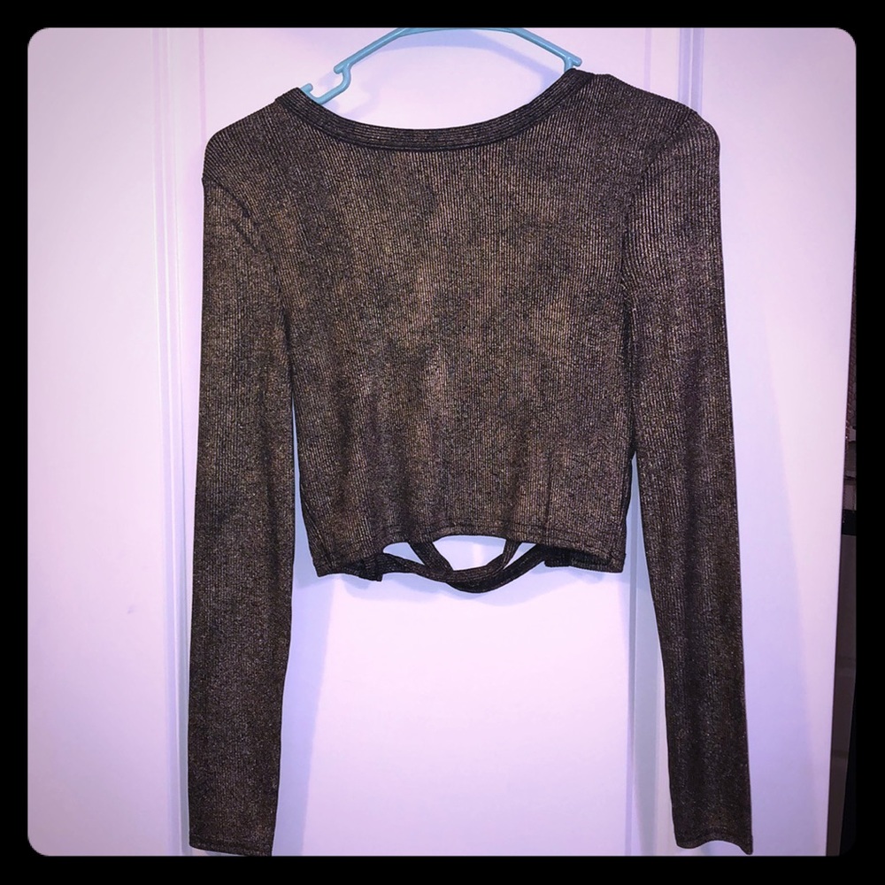 Gold, long sleeve crop top